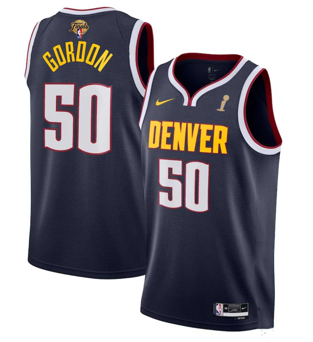 Mens Denver Nuggets #50 Aaron Gordon Navy 2023 Finals Champions Icon EditionStitched Basketball Jersey->denver nuggets->NBA Jersey